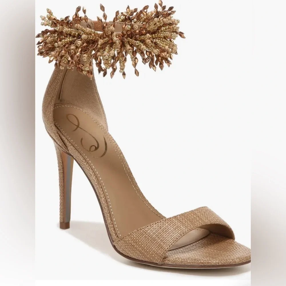 NIB Sam Edelman Size 8M Shoes Tan Raffia - Picture 1 of 7